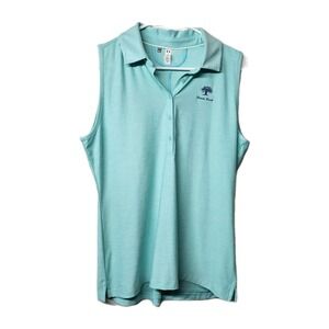 UNDER ARMOUR Women's Large UA Sleeveless Teal Golf Polo Shirt Beaver Brook